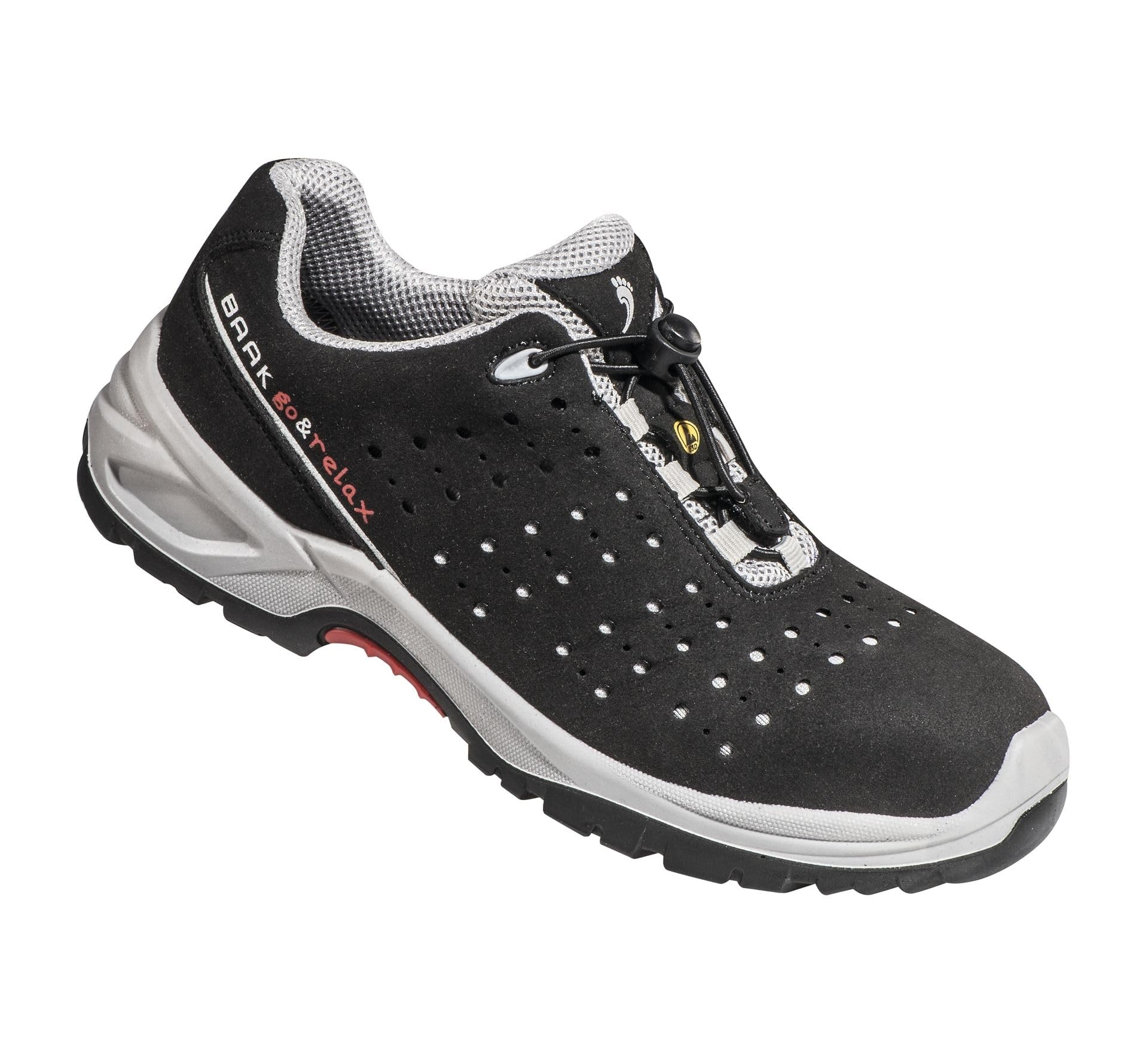BAAK Henk 7007 - Zapatillas de seguridad (talla 45, microfibra), color negro y gris