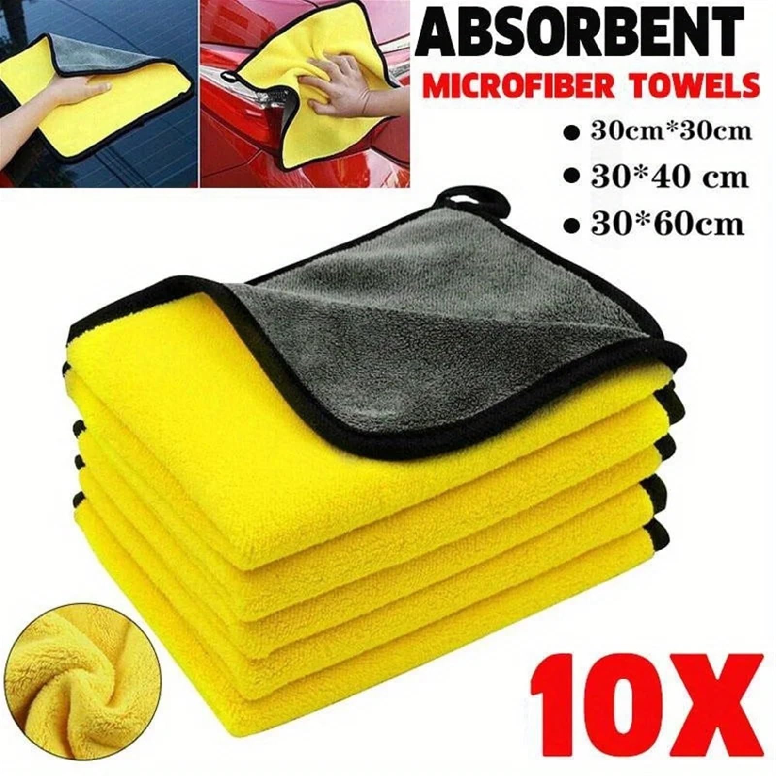 Panno Per La Pulizia 10/5 PCS Lavaggio Auto Asciugamano In Microfibra Pulizia Auto Asciugatura Del Panno Asciugamano Asciugamano Cura Dell'auto Detailing Asciugamano Lavaggio Auto Forniture(30x60cm-10