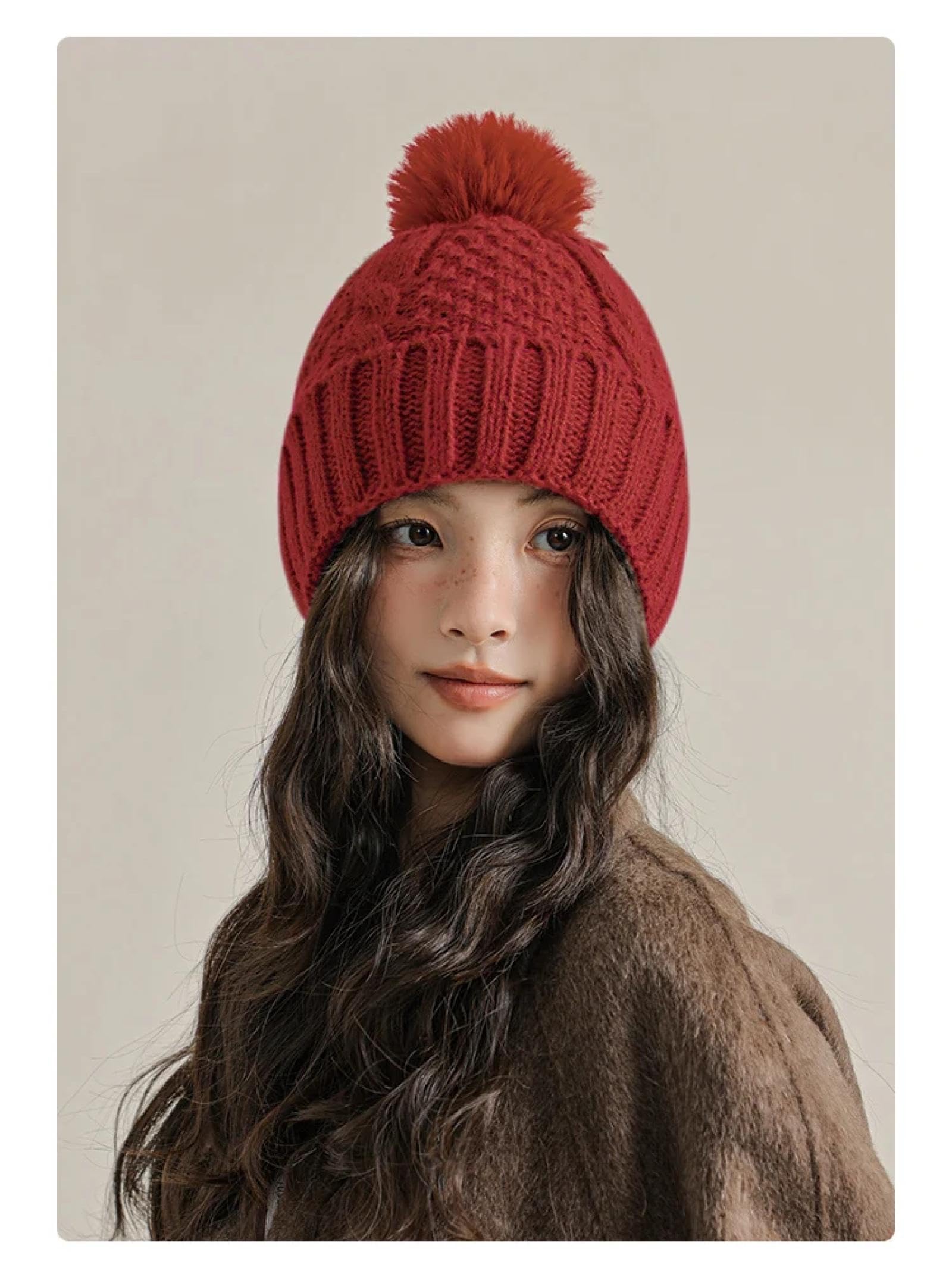 Casquettes Bonnets Chapeaux Bonnet Tricoté Bonnet Chapeau en Automne Et en Hiver, Les Chapeaux des Femmes sont Épais Et Chauds, Et La Planche Nue Montre Un Petit Visage