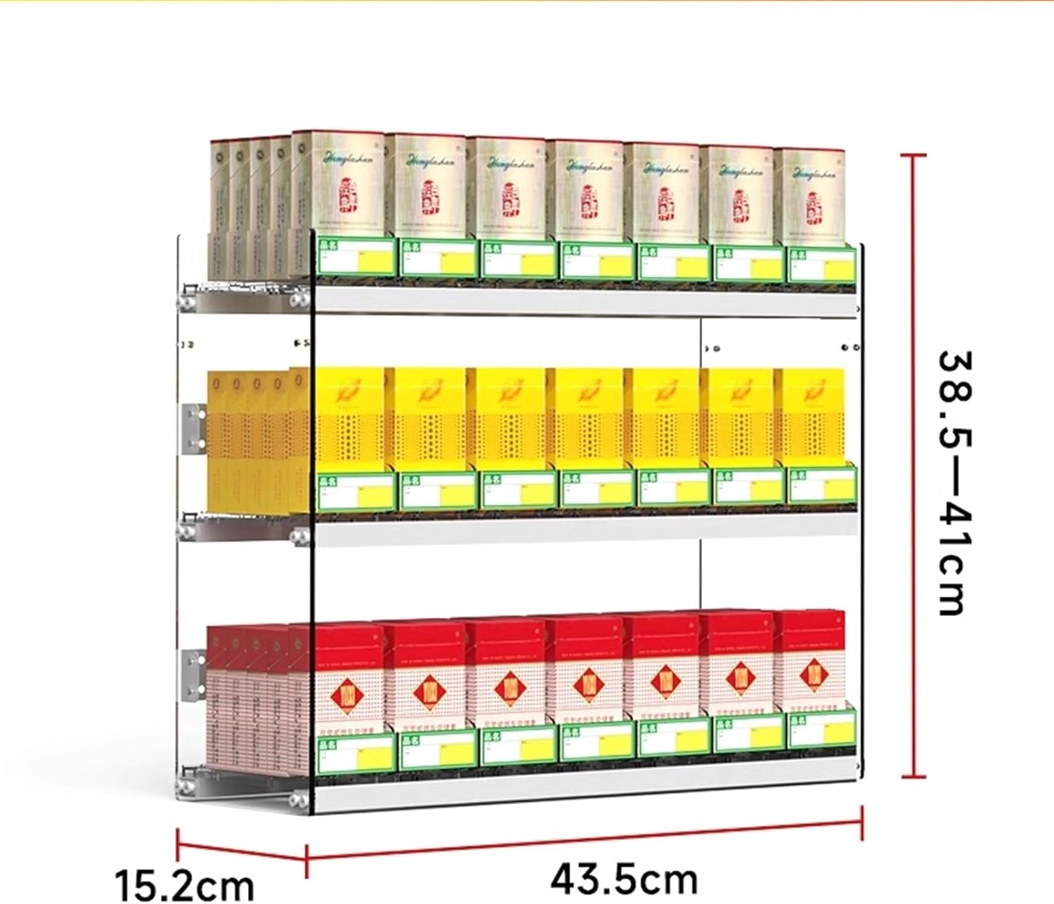 Clear Countertop Cigarette Display Cabinet | Auto-Push Holder & Divider Tray Rack for Convenience Stores | Retail Showcase (43.5x15.2x38.5cm)