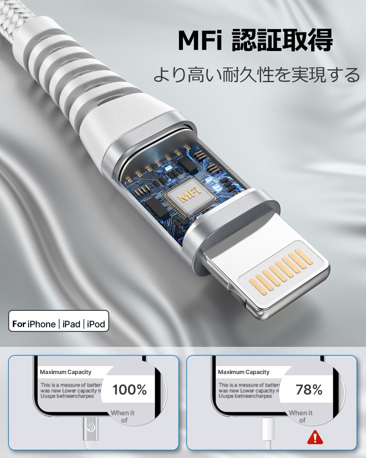 Amazon.co.jp: iPhone 充電ケーブル Aioneus ライトニングケーブル【1m