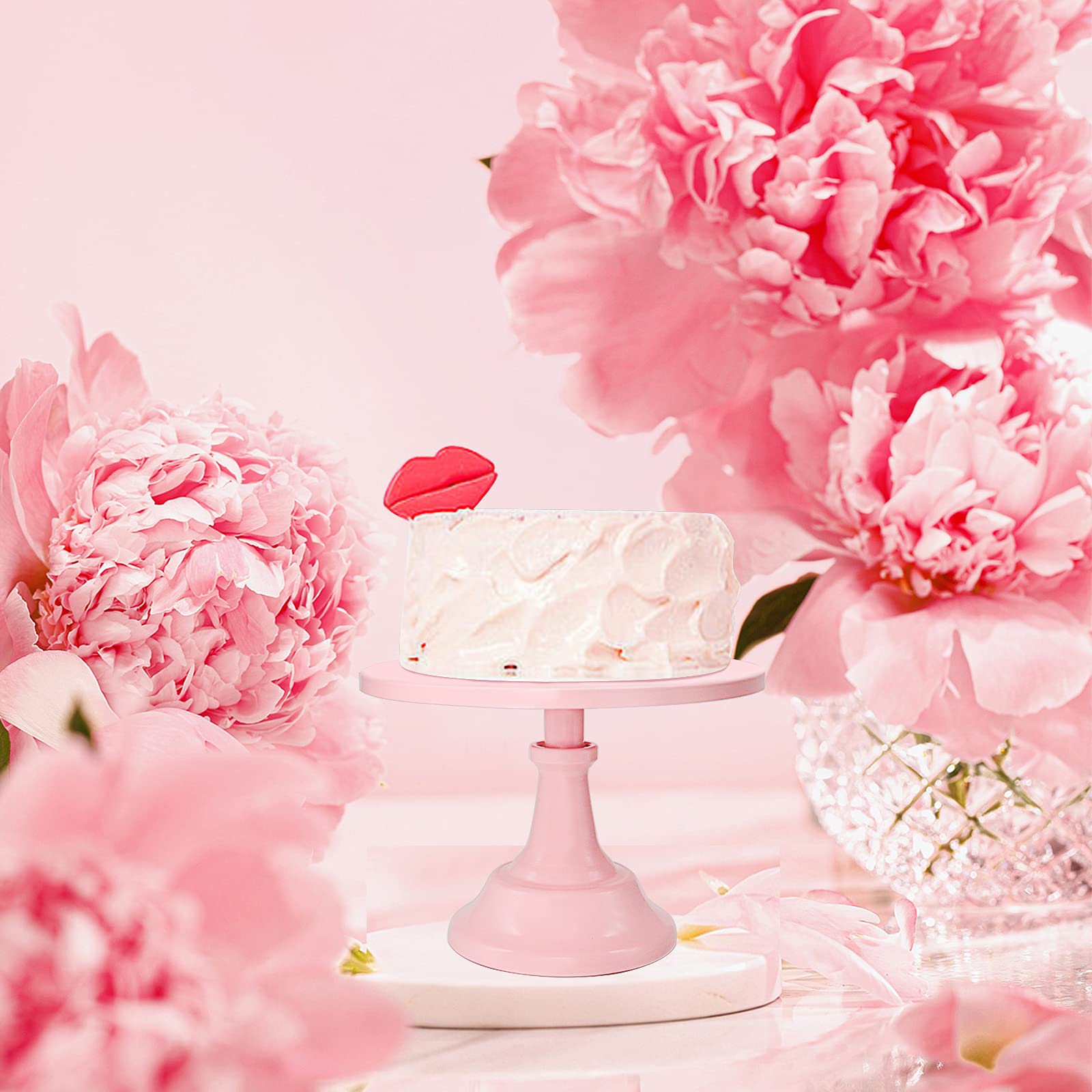 Set mit 3 Stück Kuchenständer Eisen Kuchenhalter Dessert Display Teller Serviertablett für Babyparty, Hochzeit, Geburtstagsfeier (Rosa)