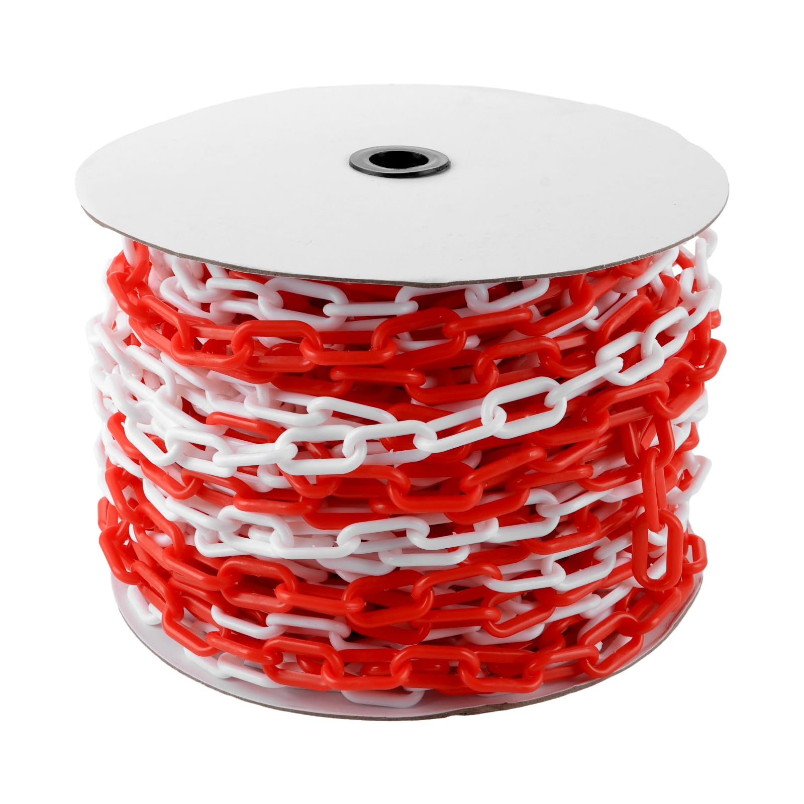 DAJAVE Catena di sicurezza da 50 m, in plastica, 6 mm, rosso e bianco, catena di sicurezza in plastica per bloccare superfici, blocco parcheggio