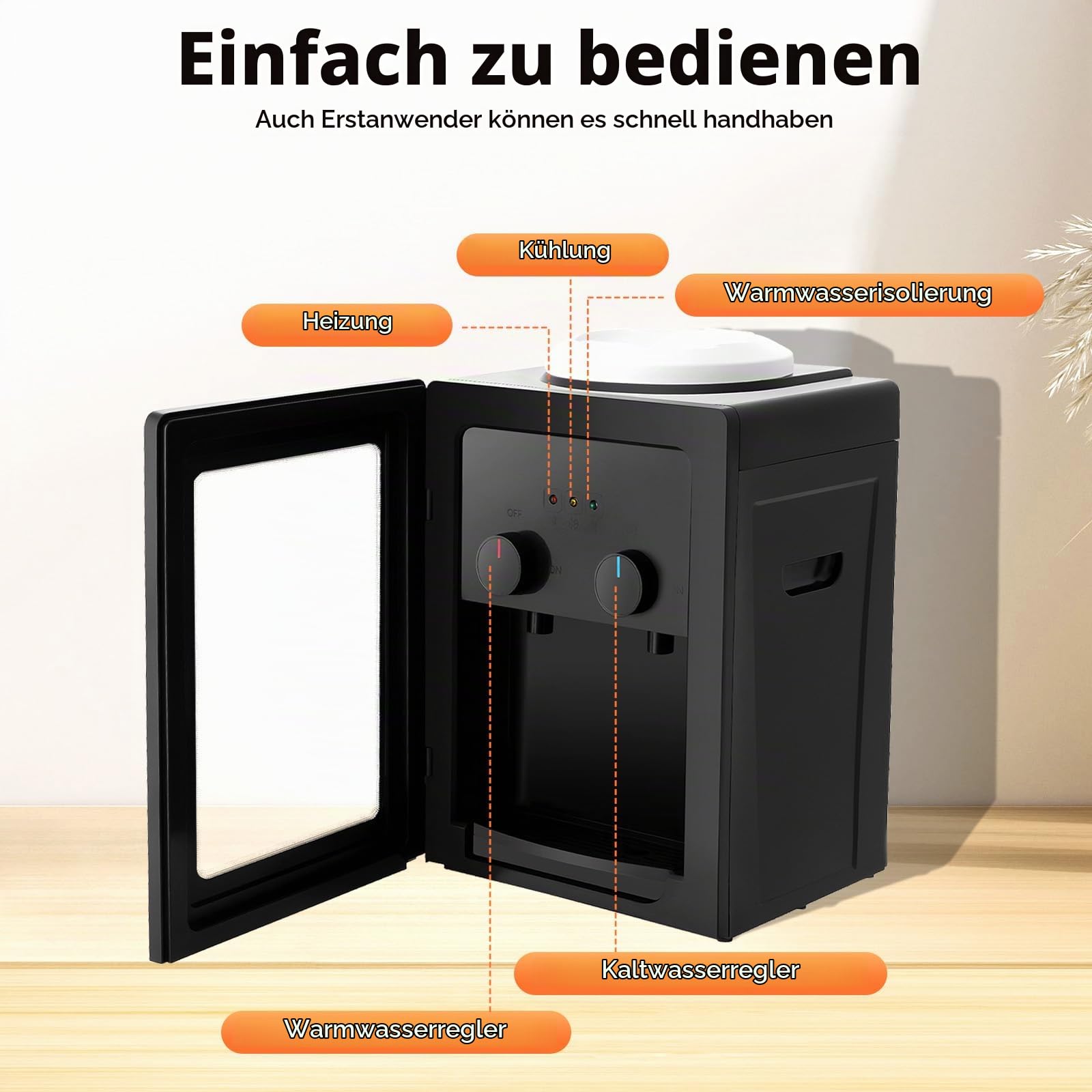 Elektrischer Wasserspender, 550W 220V Heiß und Kalt-Wasserspender mit Staubtür kompatibel Schnellaufheizung, Wasser Dispenser Maschine für 3.5L/5L/10L/18L Wasserfässer