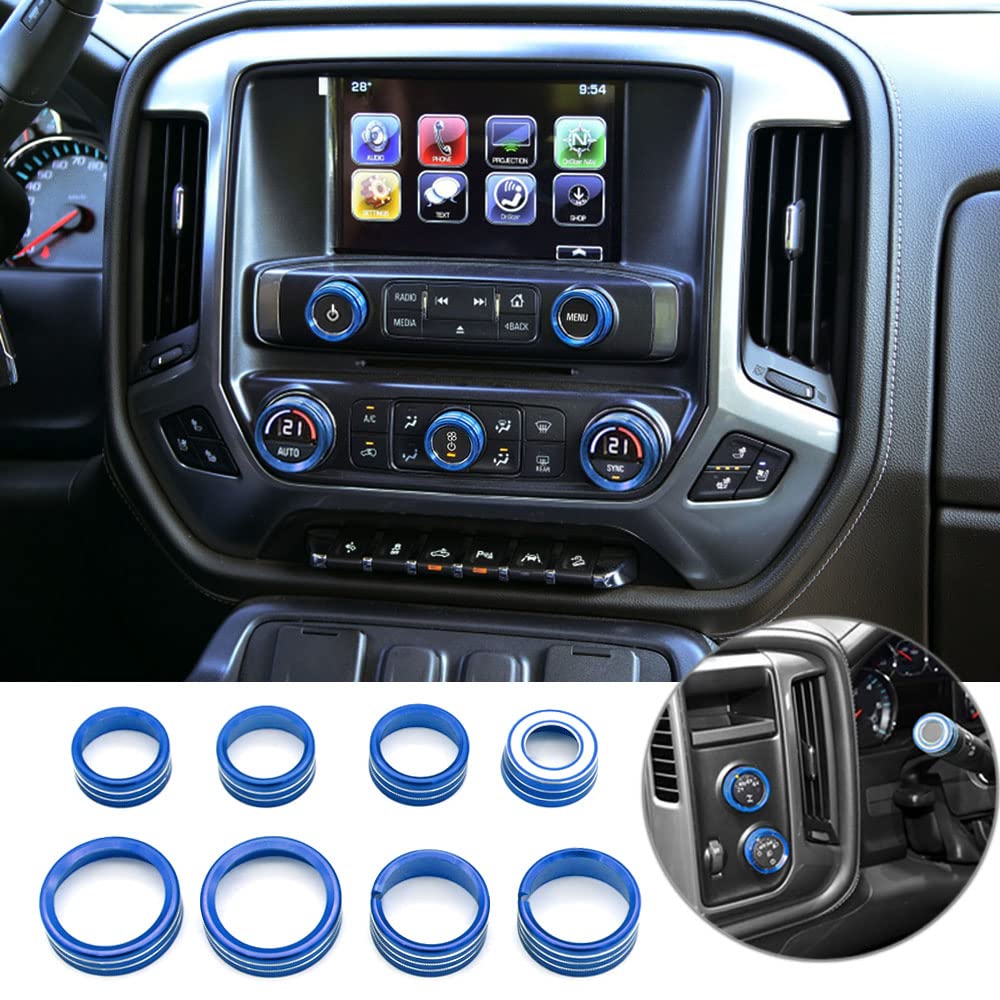 AC Audio Knob Cover Compatible with Chevrolet Chevy Suburban Tahoe GMC Acadia Yukon Terrain Dash Auto Climate Control Volume Turn Signal 4WD Light