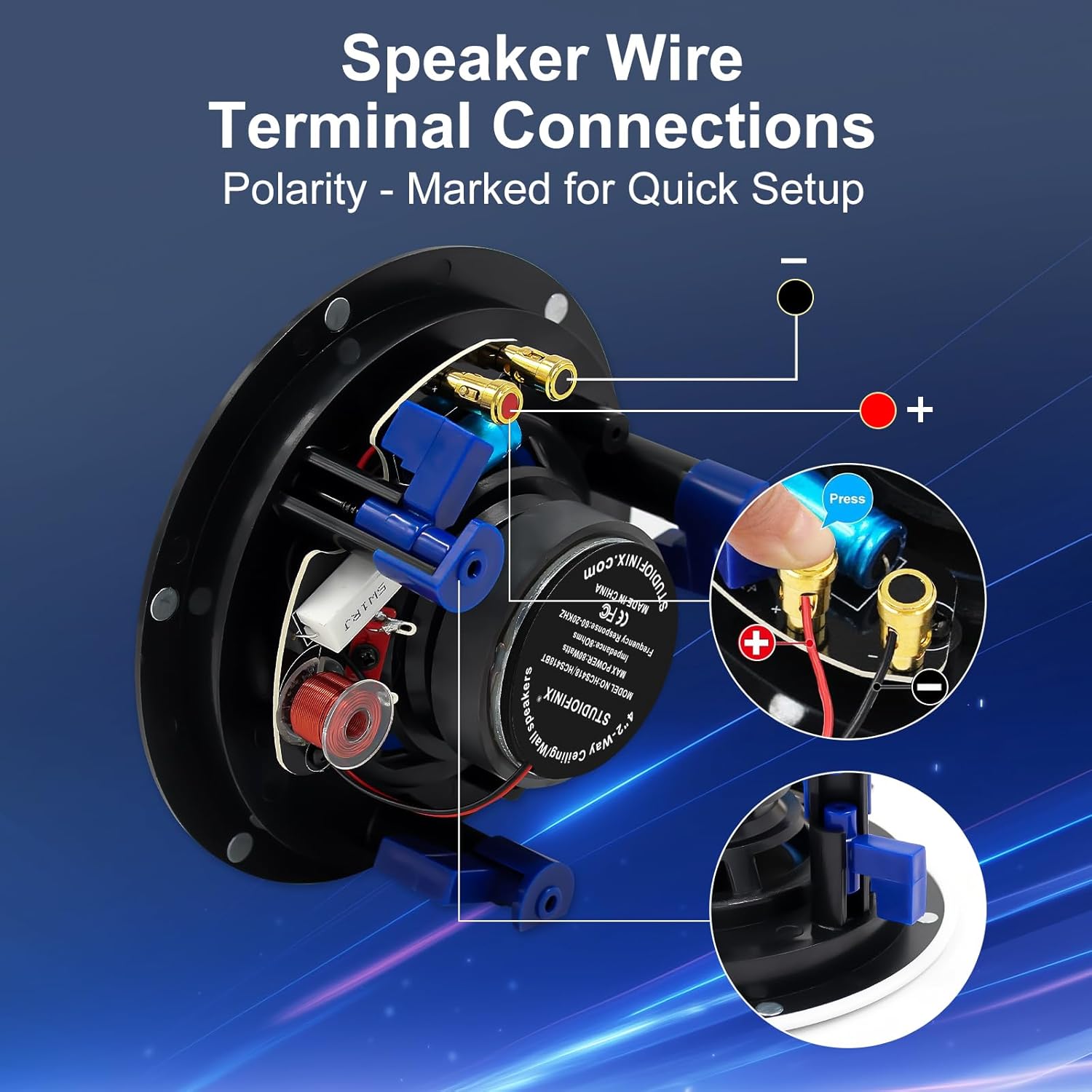 STUDIOFINIX 4 Inch Ceiling Speakers 320 Watts 2-Way Flush Mount for Home Theater, Living Room, Office,Kichten,Study Room,Basement,Covered Patio and Flush Mount (4 Speakers) - Image 3