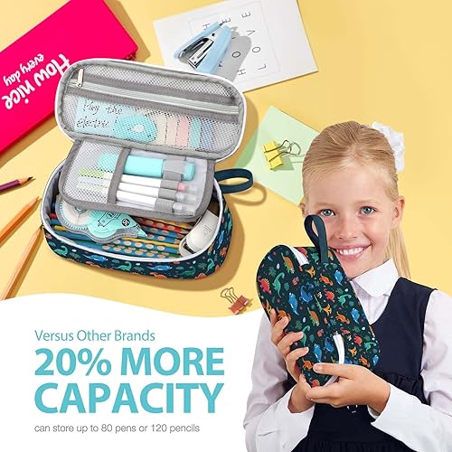 Miniatura 45 de Jcocylse Estuche para Lápices de Gran Capacidad, Bolsa Portátil para Lápices, Suministros Escolares para Estudiantes Universitarios y Adultos (Azul