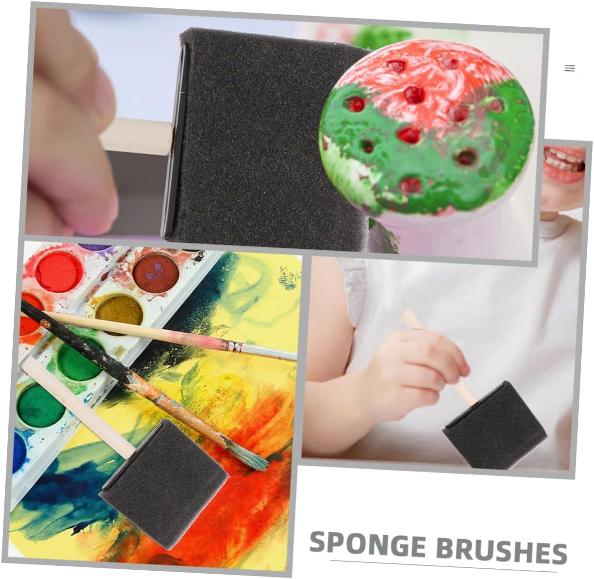 24pcs Sponge Paint Brushes Handles for Boys and Girls Art Projects Reusable Painting Tools for Graffiti and Creative Expression