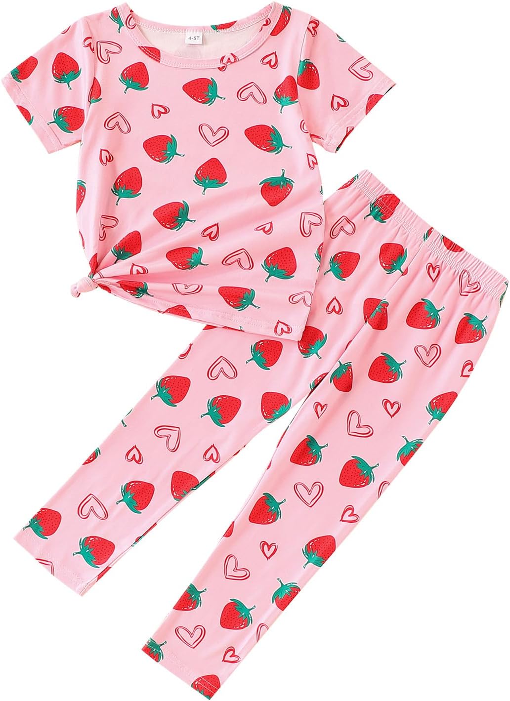 4-7T Kids Toddler Girls Print Outfits Short sleeved Flower Printed Top+Flower Print Pants Set