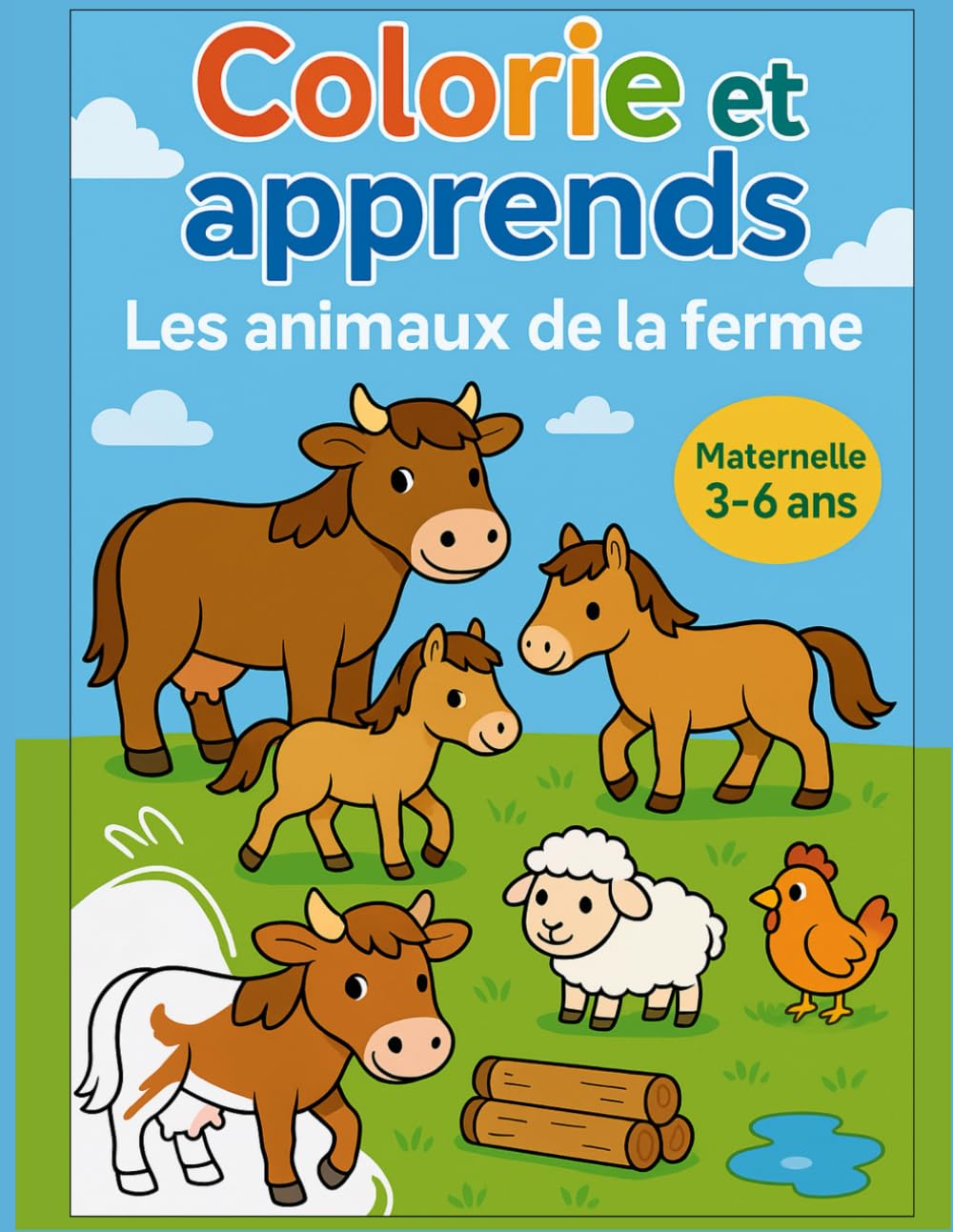 Colorie et apprends : les animaux de la ferme: Coloriages et activités pédagogiques sur les animaux de la ferme – Maternelle 3–6 ans (PS · MS · GS)