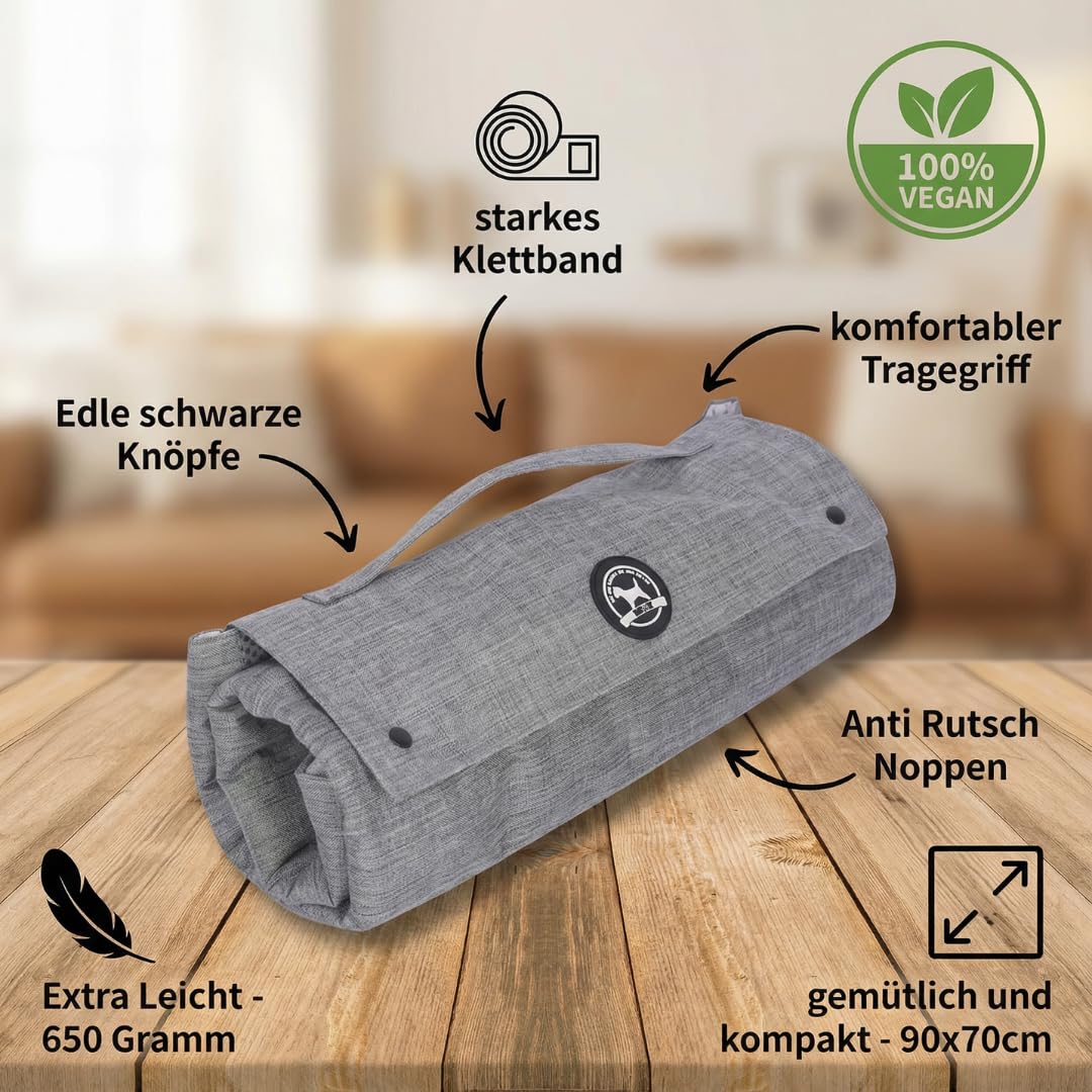 Abby&Ivy Hundedecke für Unterwegs 90x70cm- Faltbare Hundematte & Hundekissen, Waschbar, rutschfest, Outdoor Hundebett für Reisen, Camping, Auto & Büro, Decke für kleine und mittlere Hunde