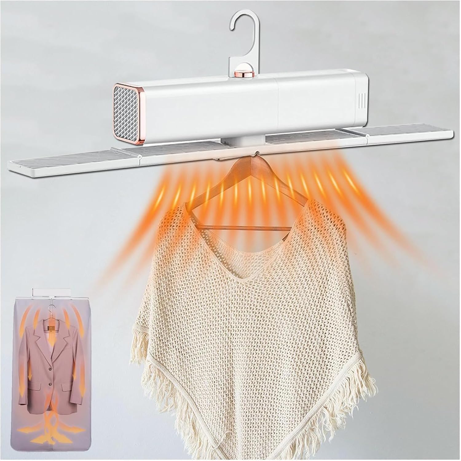 Heated Clothes Dryer, Mini Electric Clothes Airer, 7 Timed Heat Settings/Holds Up to 5kg, for Flats, Dormitories, Travel and Camping