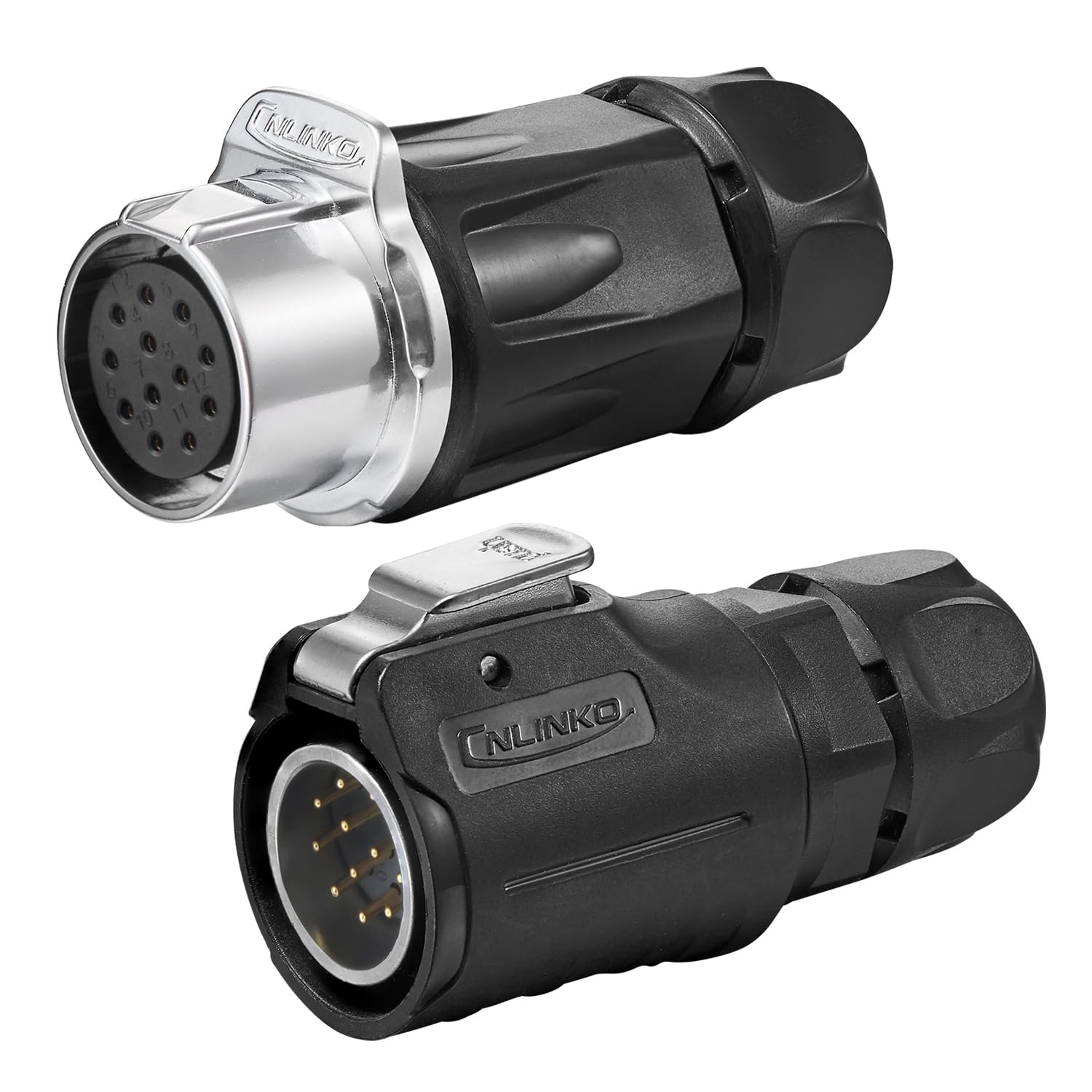 CNLINKO LP-20 12 PIN Waterproof Connector, IP68 Circular Connector, Quick Plugging Aviation Connector, PBT Plastic Shell Solder Connector, Marine