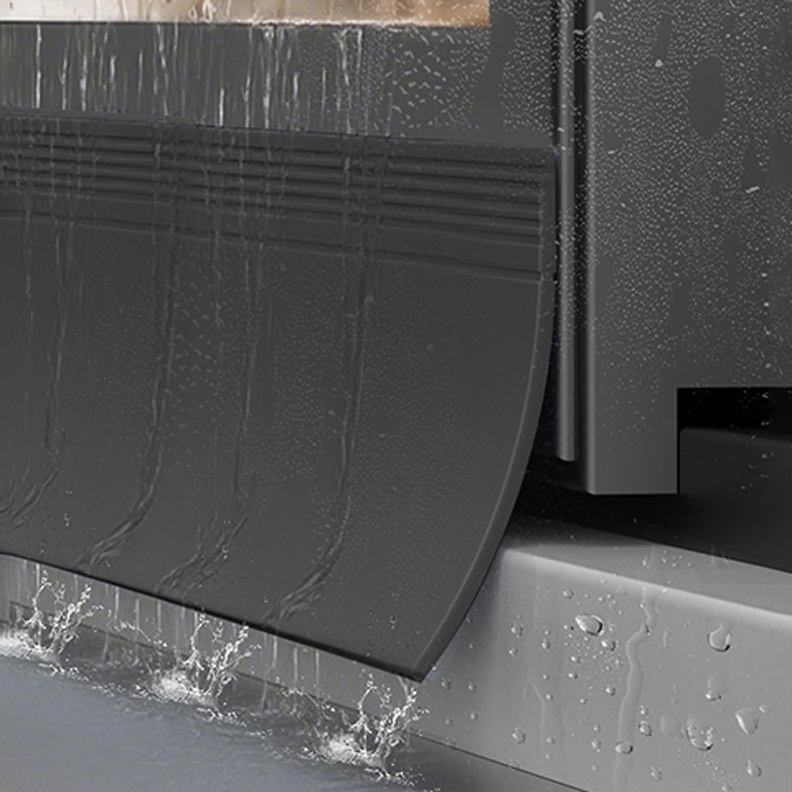 Protección flexible contra el goteo de lluvia en puertas: acabado premium de goma autoadhesiva