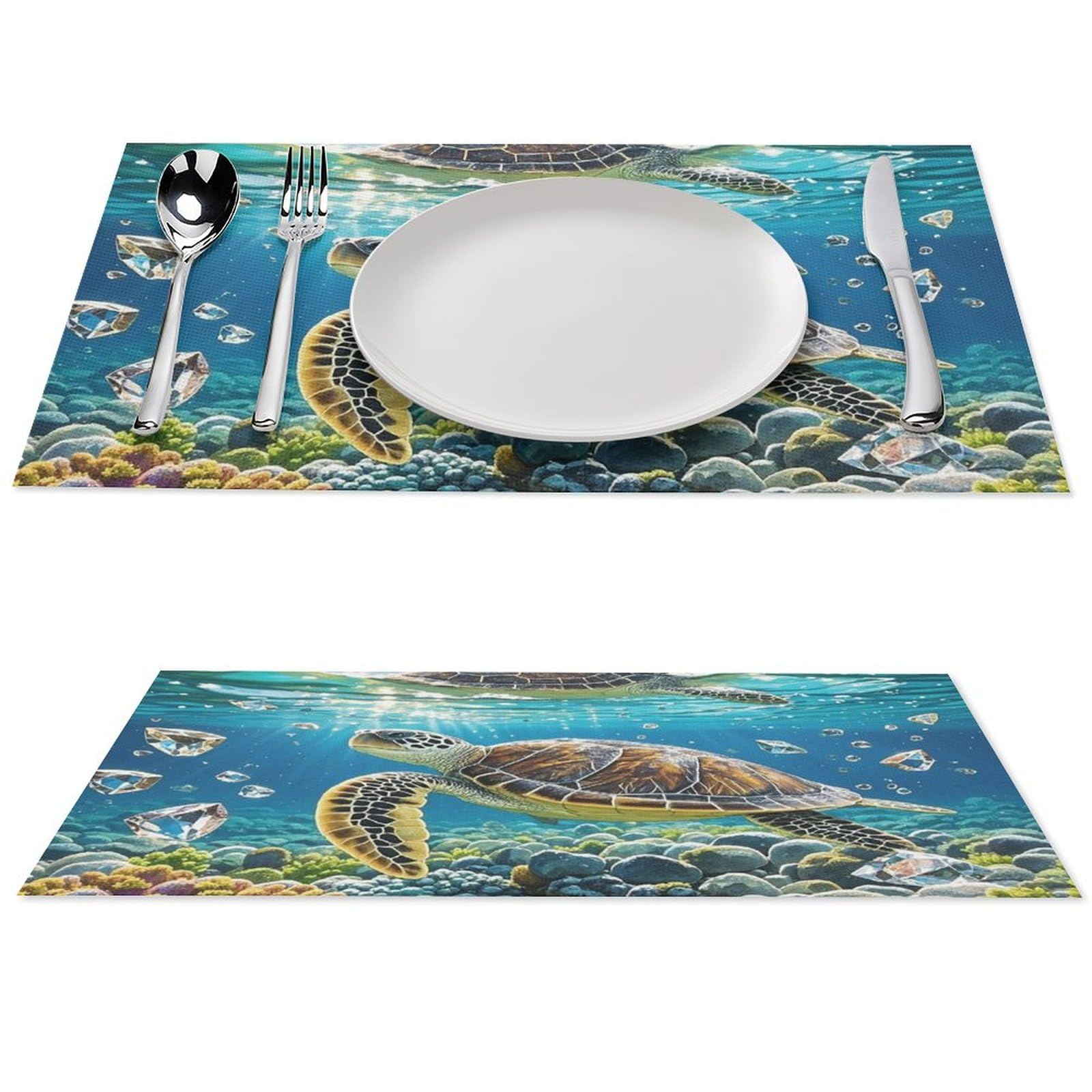 Sets de table lavables tortue de mer : finies les taches sur votre table de cuisine en PVC