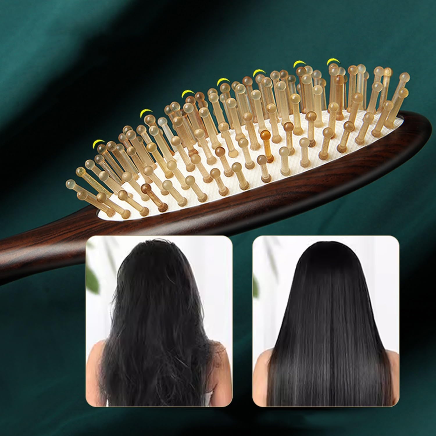 Cepillo para el Cabello, Peine Ovalado de Madera antiestático para masajes, Cepillo para el Cabello desenredante, cepillos masajeadores con cojín de Aire para Cabello Largo