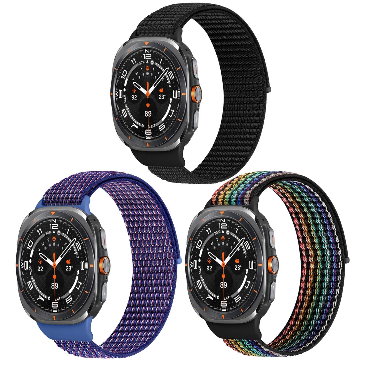 WolliLe Nylon Sport Bands Compatible with Samsung Galaxy Watch Ultra Bands 47mm, Soft Loop Breathable Strap Adjustable Replacement Wristband for Women Men