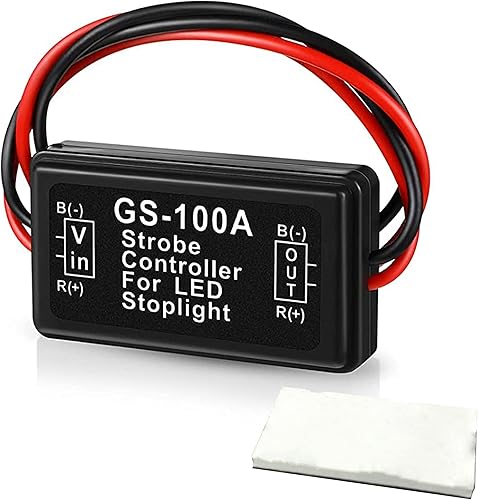 Módulo Controlador de Luz de Freno Intermitente y Estroboscópica, Módulo Flasher Auto LED para Motocicletas, Coches, Camiones, Luces de Freno GS-100A