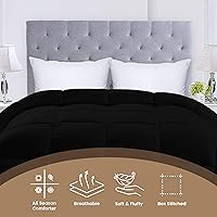 Vista 3 de Utopia Bedding Comforters Twin Size, All Season Duvet Insert, Down Alternative Box Stitched Bed Comforter with Corner Tabs, Machine Washable (Black)