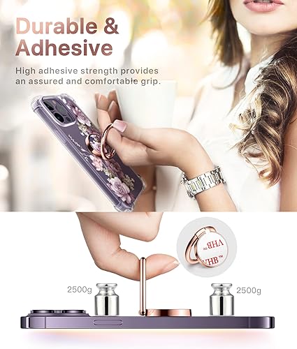 Miniatura 7 de GVIEWIN Bundle - Compatible con iPhone 14 Pro Max con protector de pantalla y protector de lente de cámara + soporte de anillo de teléfono (flores