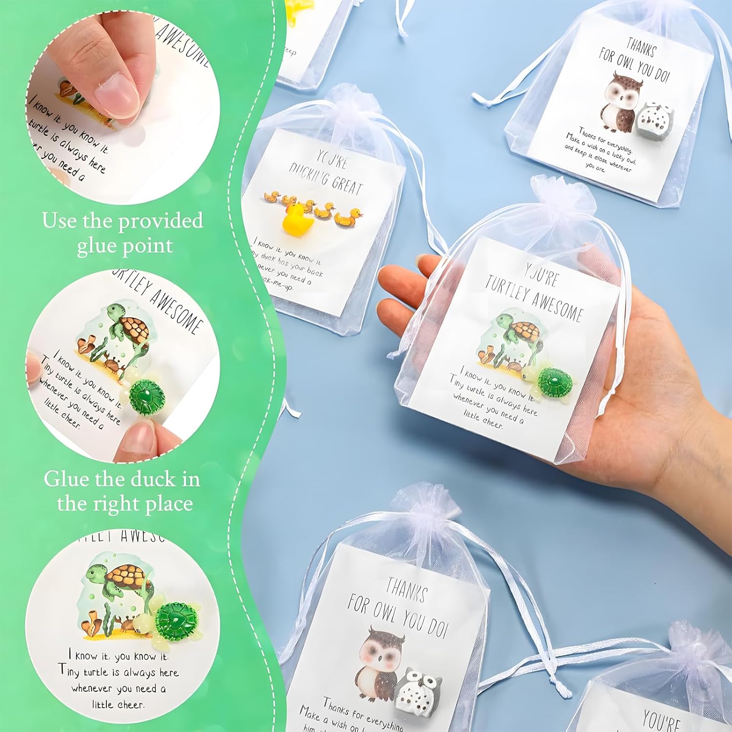 BINGONE 50 Set Employee Appreciation Gifts, Funny Resin Animals with Thank You Cards, Funny Thank You Cards, Teacher Appreciation Cards with Envelopes, Cute Thank You Notes for Kids Student (100 PCS)