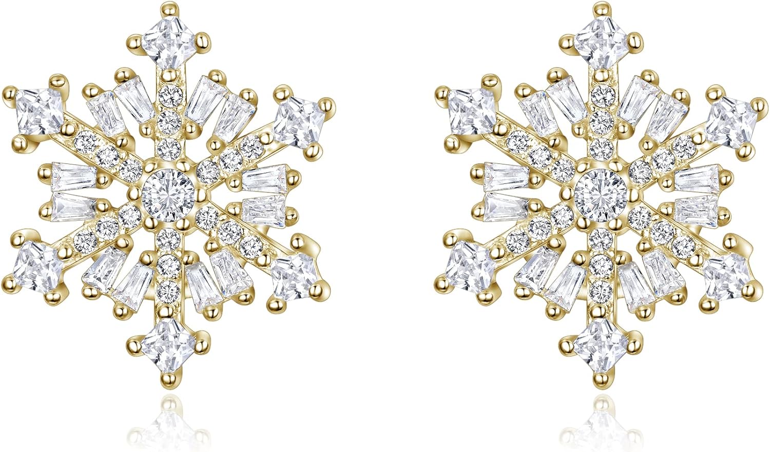 EVER FAITH 925 Sterling Silver Cubic Zirconia Winter Snowflake Flower Elegant Stud Earrings