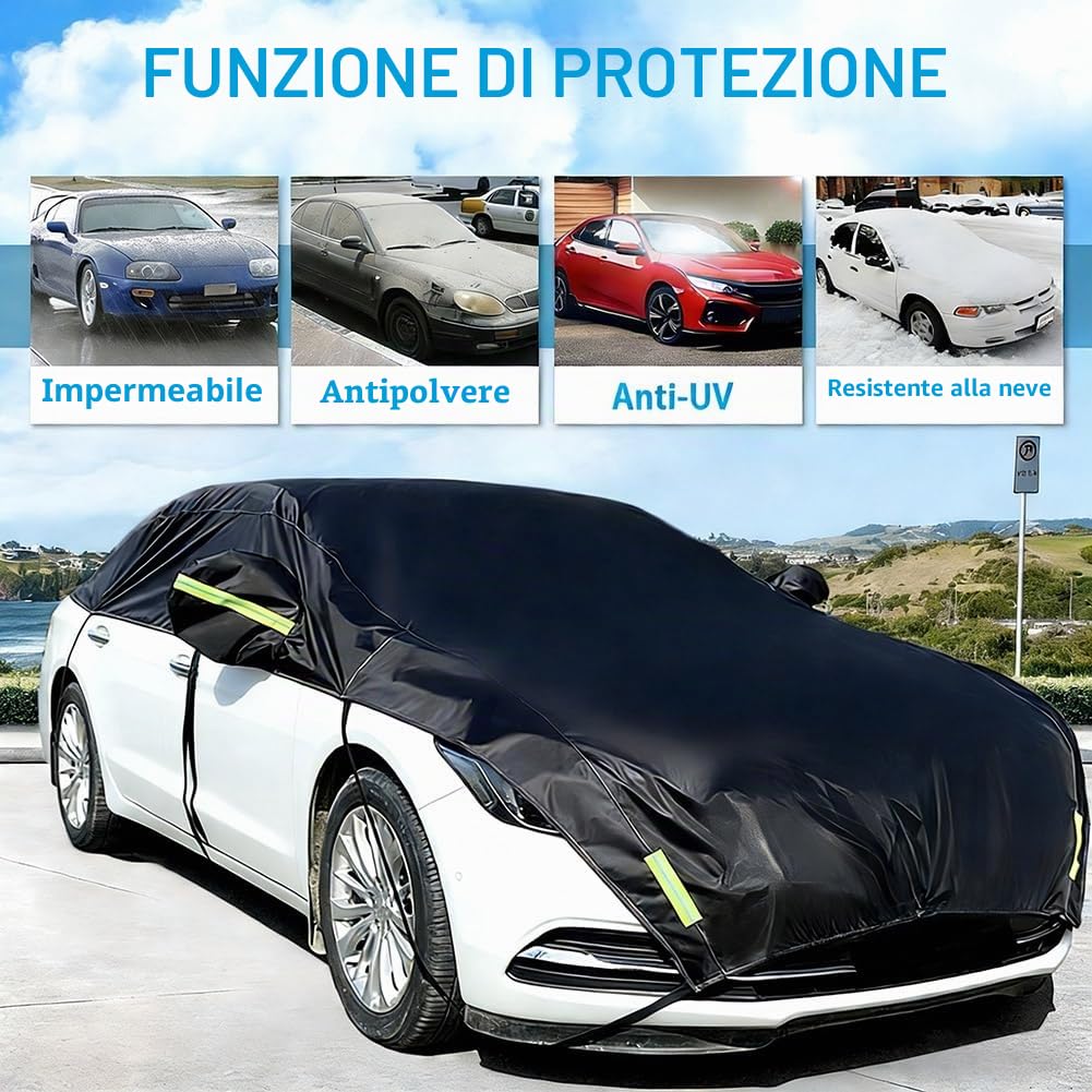 Mezza copertura copriauto per inverno estate copri carrozzeria per esterni per interni Impermeabile antipolvere universal Materiale Oxford 420D (Berlina)