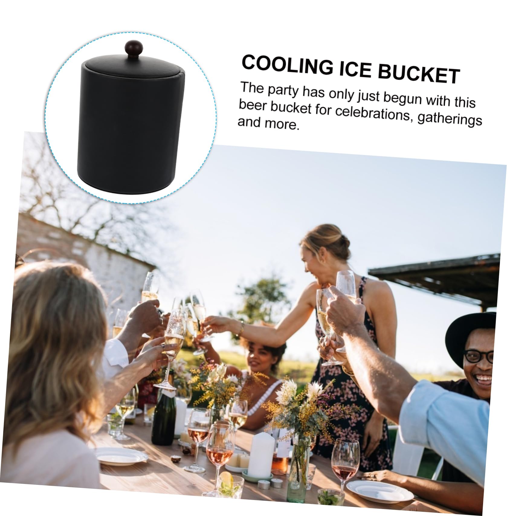 MOLUCKFU Thickened Stainless Steel Wine and Ice Bucket Stand for Bar Black Ice Beer Beverage Bucket