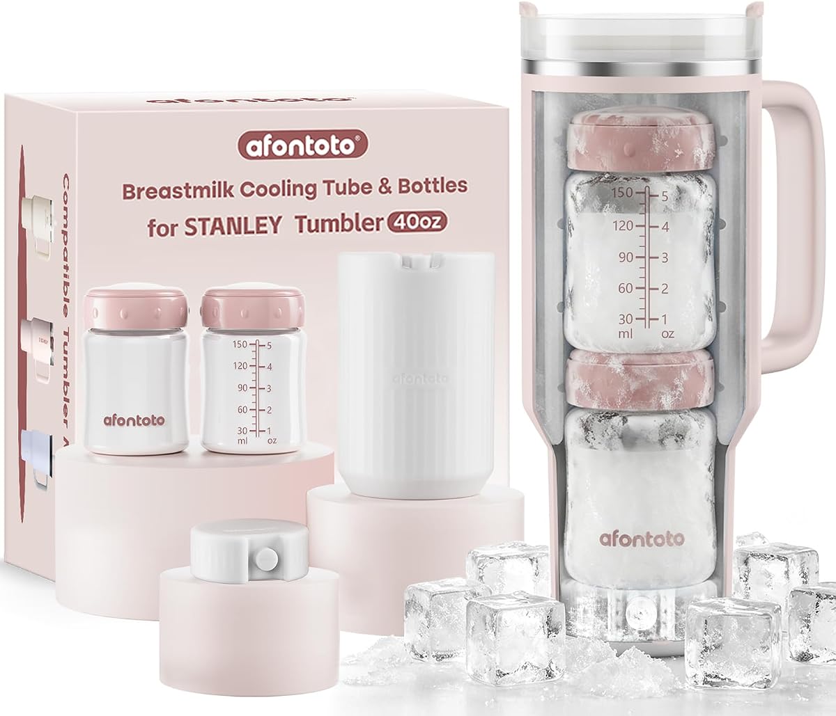 Breast Milk Cooler Compatible with Stanley Cup (40oz), Portable Breastmilk Cooler Fit 40oz Stanley Tumbler for 12H+ Safe Storage, Privacy-Protecting Breastmilk Chiller with 2pcs Milk Storage Bottle