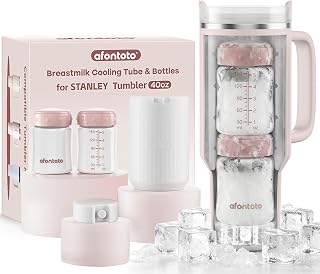 Breast Milk Cooler Compatible with Stanley Cup (40oz), Portable Breastmilk Cooler Fit 40oz Stanley Tumbler for 12H+ Safe Storage, Privacy-Protecting Breastmilk Chiller with 2pcs Milk Storage Bottle