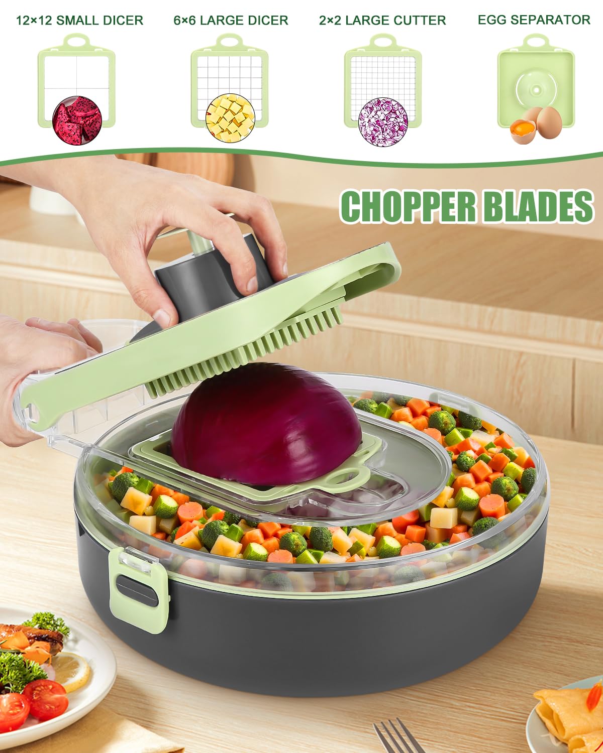Mandoline Cuisine 16 En 1 - Coupe Légumes Multifonction Avec 7 Lames Interchangeables - 6