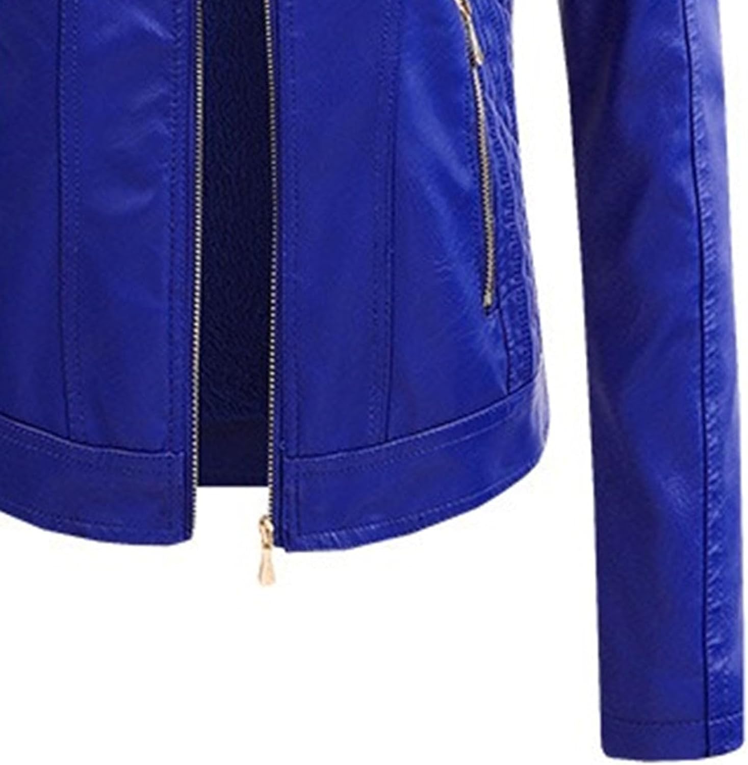 Women's Removable Hooded Solid Coat Zip Up Faux Leather Coat Jacket Slim Fit Motorcycle Casual Outerwear