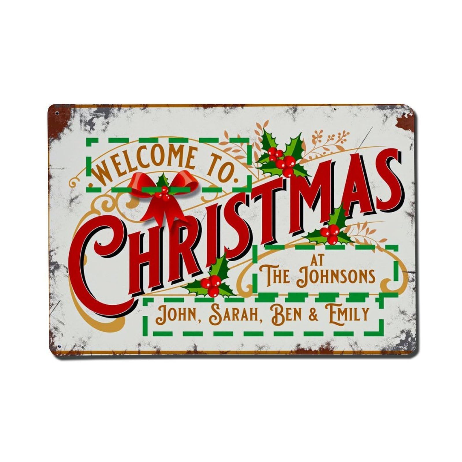 Welcome To Christmas At The Johnsons Tin Sign Vintage Metal Poster, Home Bar Garage Man Cave Cafe Indoor & Outdoor Wall Decoration 8x12Inches