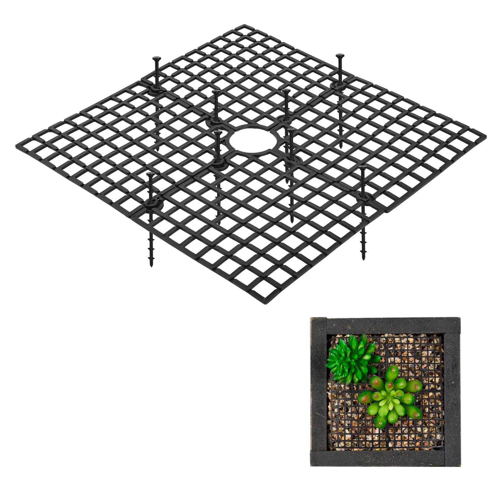 Zimoer 2 Stück Blumentopf Gitter Katzen Baby Schutz 30cm Schwarz Eckig Blumentopf Abdeckung Schneidbar Blumentopfgitter Kunststoff Pflanzenschutz für Kinder Kleinkinder Haustiere