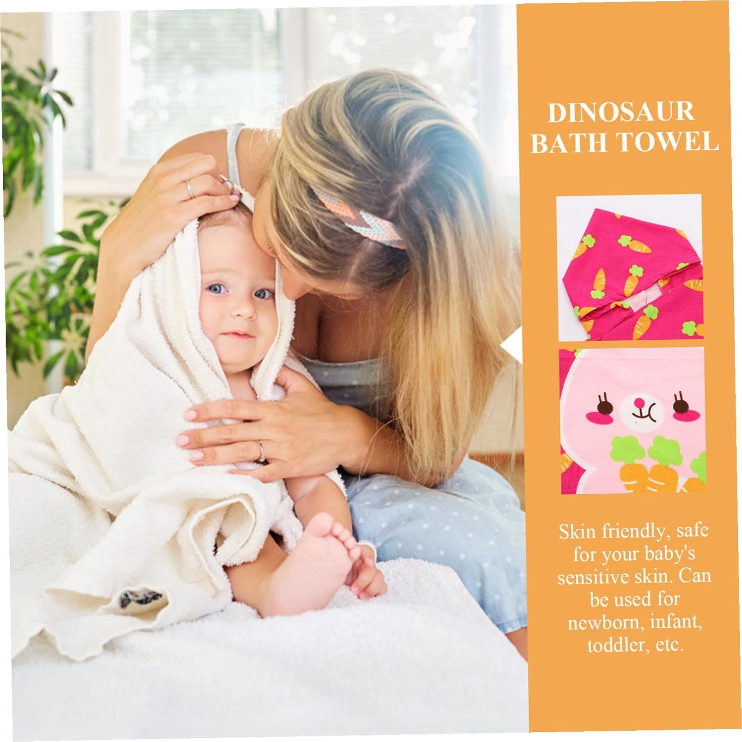 Hooded Beach Towel Cape for Boys Soft Cotton Bath Towel Cartoon Rabbit Design Lightweight Absorbent for Pool Bath and Beach Use