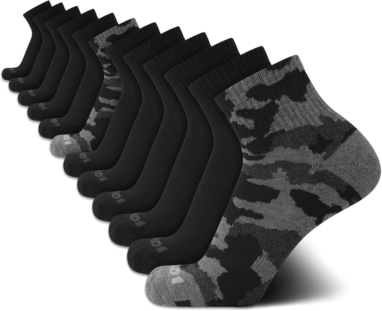 AND1 Mens Quarter Socks - 12 Pack Moisture Wicking Breathable Cushioned Athletic Performance Ankle Socks for Men (6-12.5)