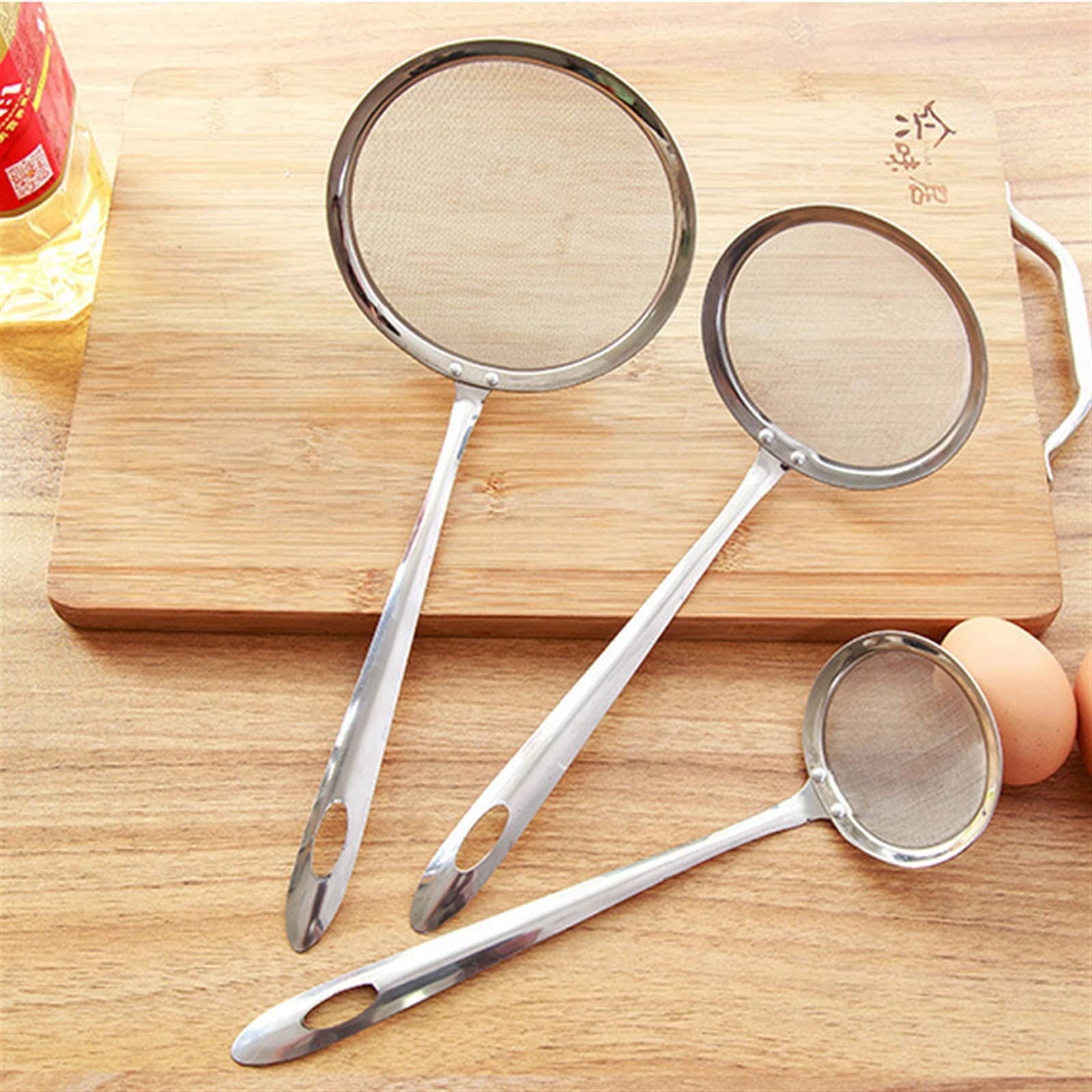 Tamiz Colador de Acero Inoxidable Filtro de Malla Fina Frito Multifuncional Tamiz de harina Verduras Utensilios de Cocina for el hogar(26.5 x10cm)
