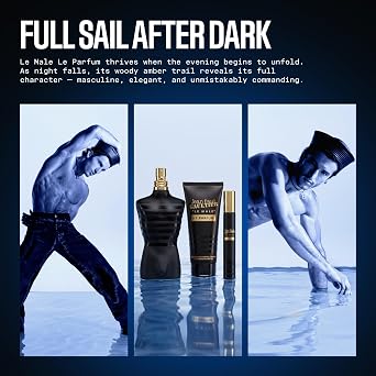 Jean Paul Gaultier Le Male Le Parfum 3-Piece Gift Set for Men - Woody Amber Eau de Parfum Intense, Shower Gel & Travel Spray with Cardamom, Lavender & Vanilla
