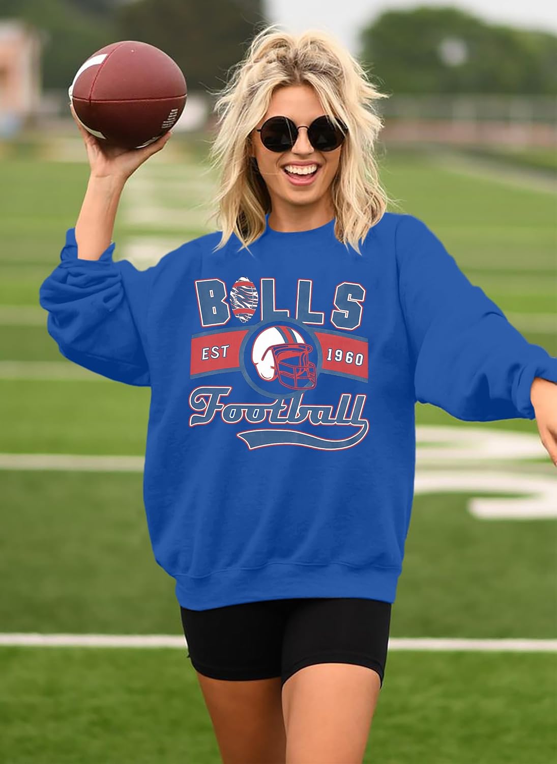 JINTING Football Sweatshirts Women Game Day: Football Letters Print Tee Game Day Long Sleeve Shirt Football Team Fans Tops - Image 4