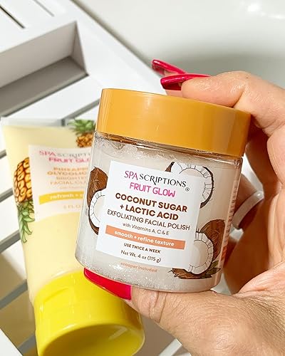 Miniatura 2 de Fruit Glow - Esmalte facial exfoliante de azúcar de coco + ácido láctico con vitaminas A, C y E, 4 onzas