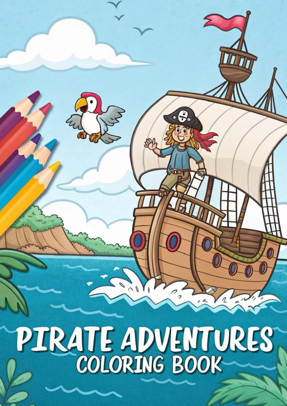 Pirates Adventure Coloring Book for Kids & Adults: 25 Exciting Pirate Coloring Pages with Treasure Maps, Pirate Ships, Islands, Sea Battles & Adventure Scenes for Creativity and Fun