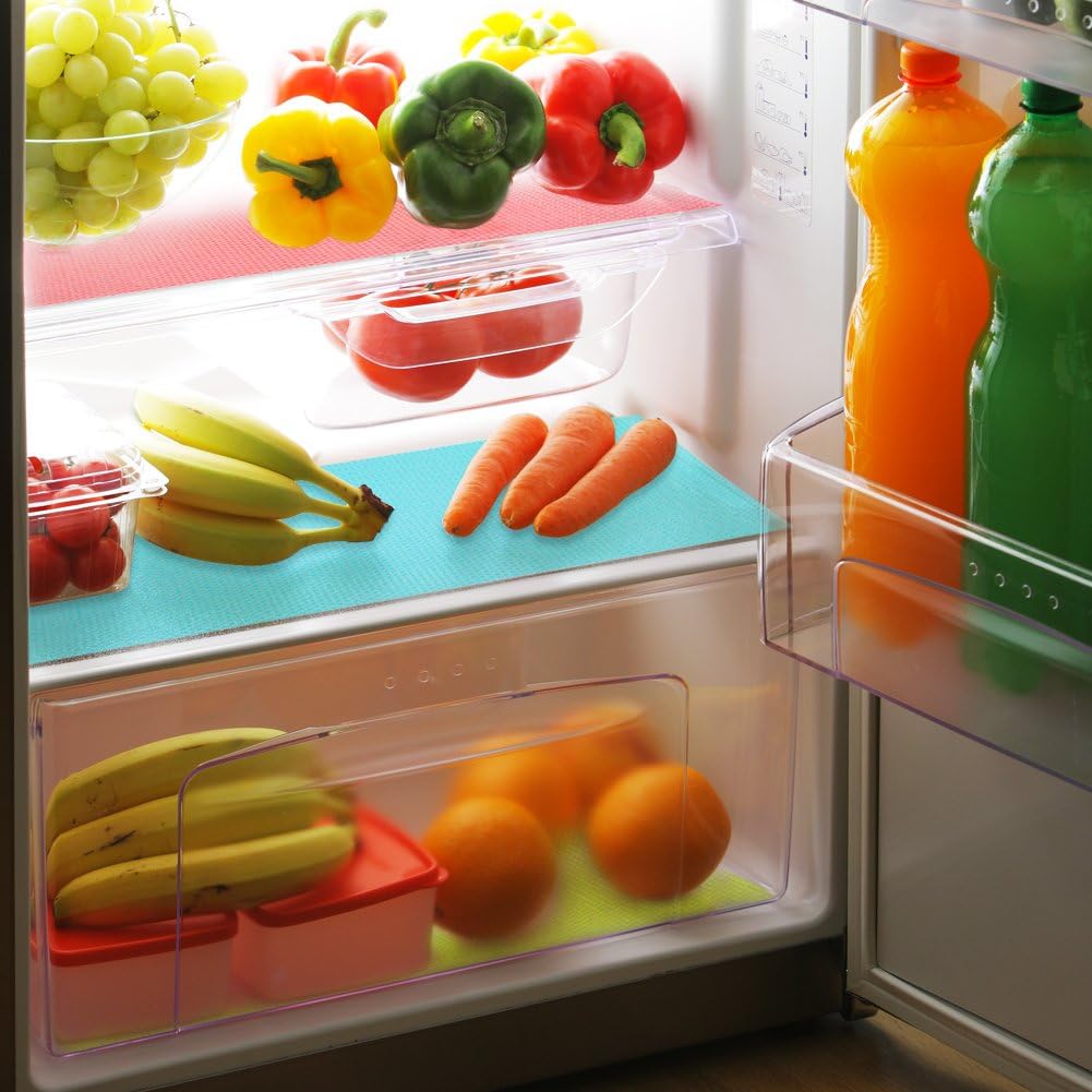 Fridge Liner Refrigerator Mats Shelf Liners Refrigerator Pad, Non Slip Fridge Mat Fridge Base Cushion DIY Cupboard Mat Shoe Mat Table Mat Drawer Mat (11.4inchx17.7inch) 8Pcs