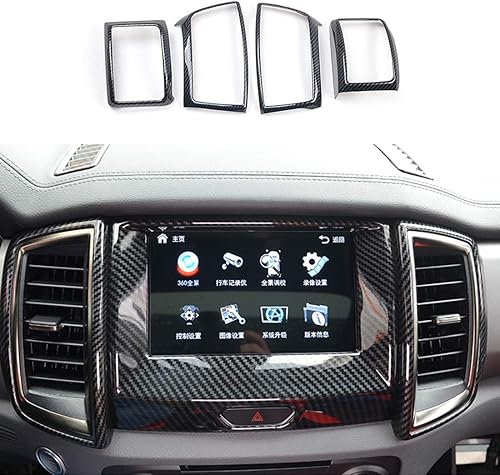 ruihe 4 piezas de fibra de carbono color aire acondicionado cubierta de ventilación para Ford Ranger Accessories 2015 2016 2017 2018 2019 2020