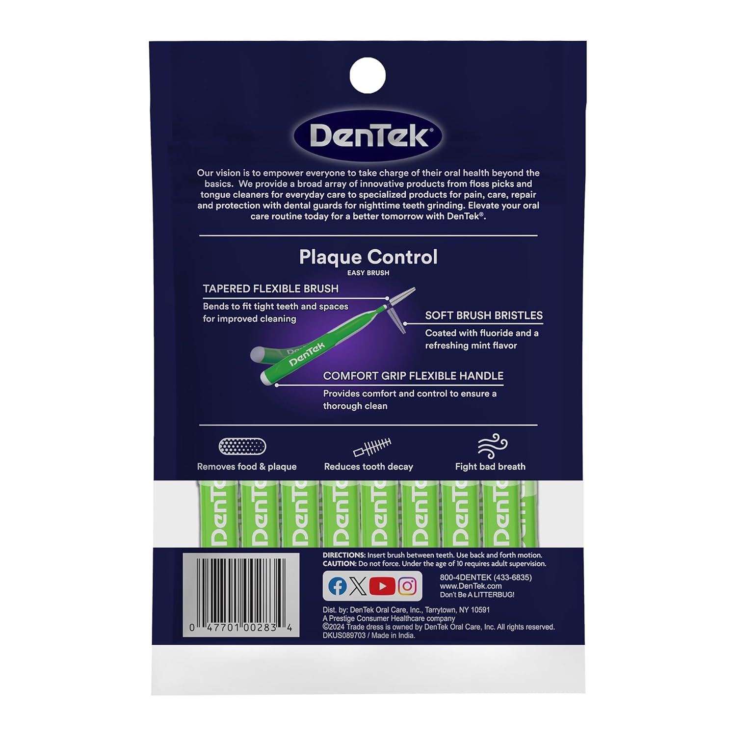 DenTek Easy Brush Plaque Control Interdental Cleaners, Tight, 16 Count, 6 Pack Bundle with Able Life Handy Handle Lift Assist Device for Elderly and Disabled