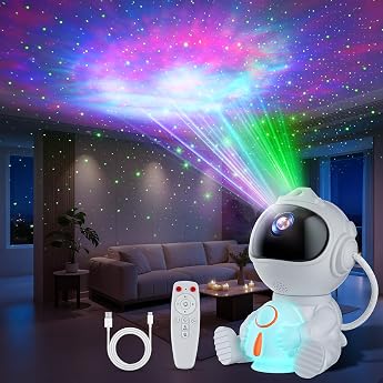 Swoieltr Starry Sky Projector, Astronaut LED Star Projector with 8 Mist Modes, 5 Brightness &amp; Speed, 2 Star Modes &amp; Timing, R