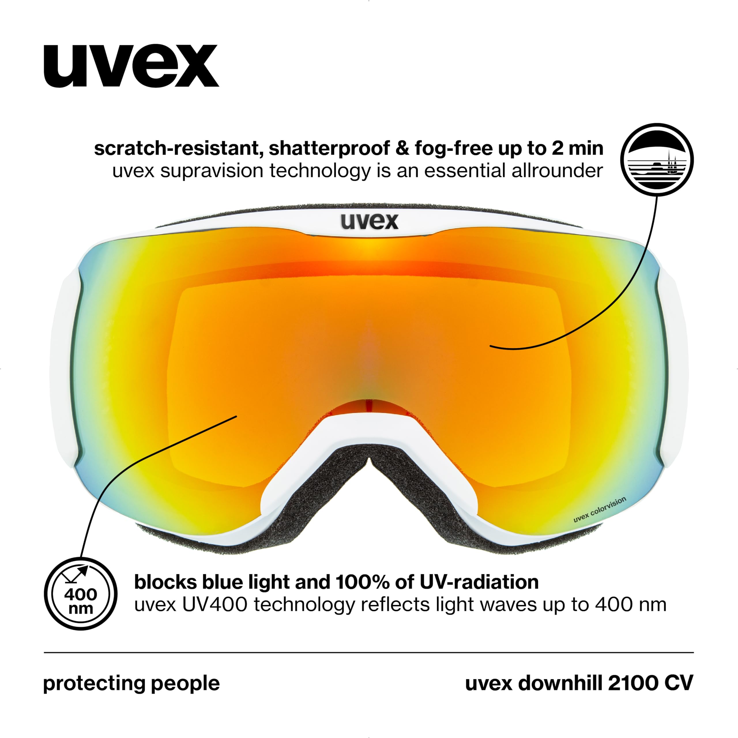 Amazon.com: Uvex downhill 2100 CV ski & snowboard goggles
