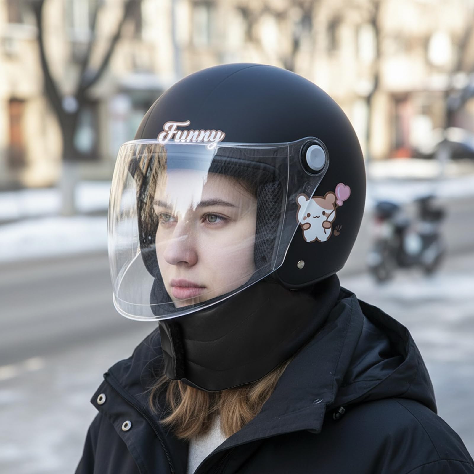 Kask do hulajnogi elektrycznej, wiatroszczelna, termiczna osłona szyi, osłona ochronna na uderzenia, regulowany sprzęt bezpieczeństwa, lekka osłona amortyzująca wstrząsy do jazdy zimowej, roweru