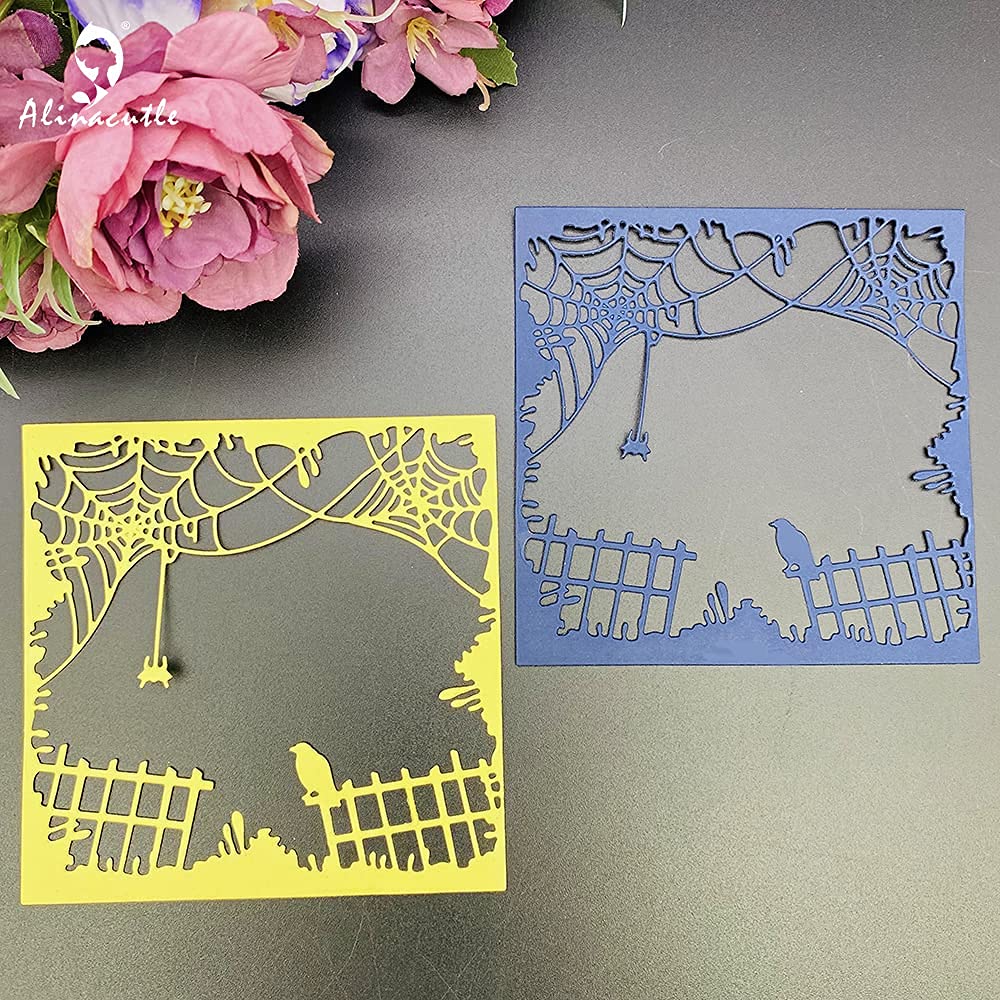 Alinacutle Cadre carré en forme de toile d'araignée, 1/paquet, matrice de découpe en métal, modèle de carte fait à la main, matrice de découpe en papier pour scrapbooking, bricolage, album en papier,