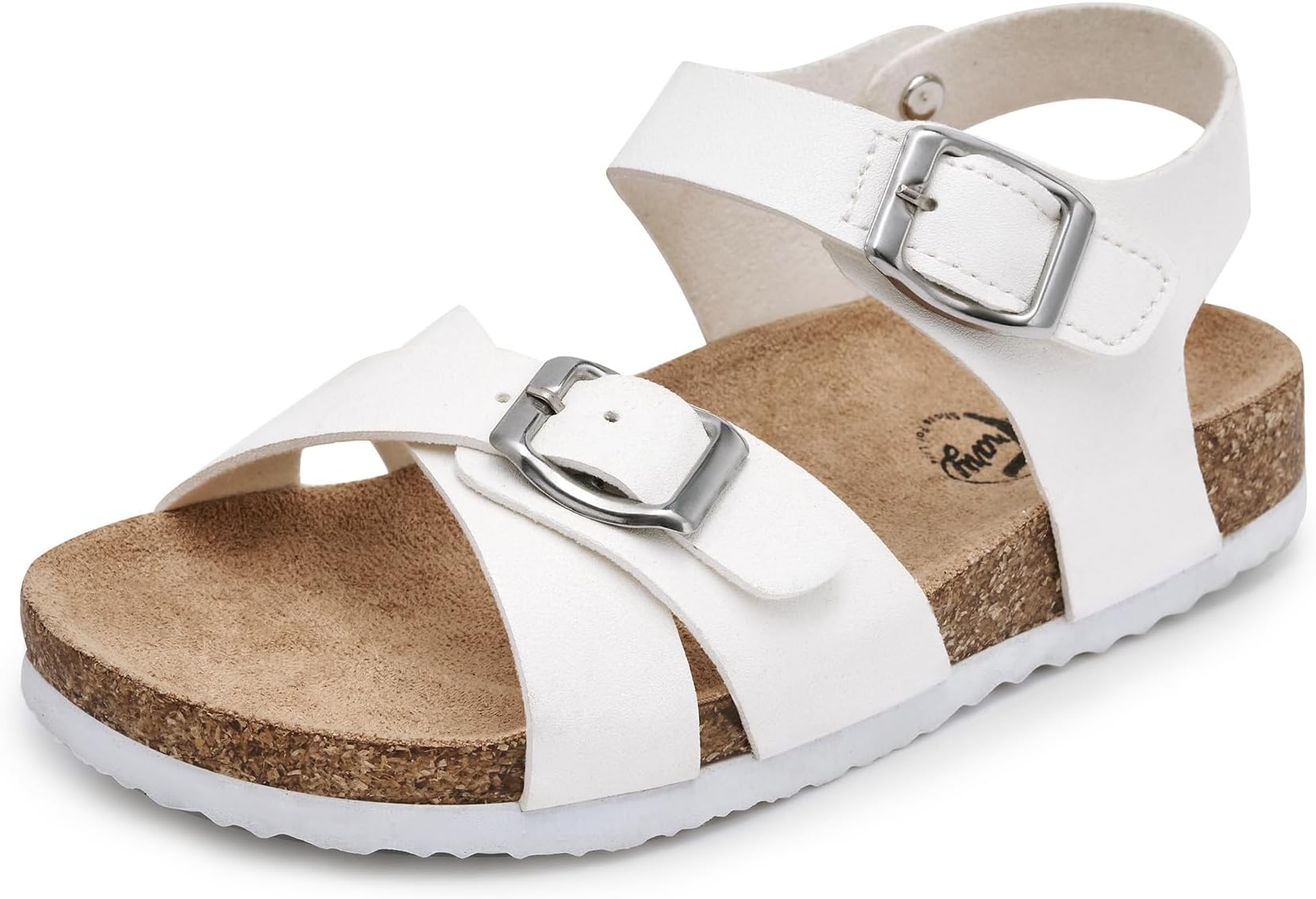 Girls Sandals Open Toe Casual Summer Shoes with Cork Footbed Comfortable Flat Sandals for Little Kids