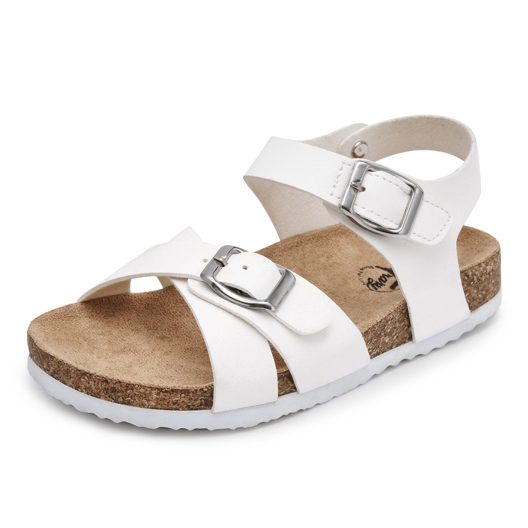 Trary Girls Sandals Open Toe Casual Summer Shoes with Cork Footbed Comfortable Flat Sandals for Little Kids